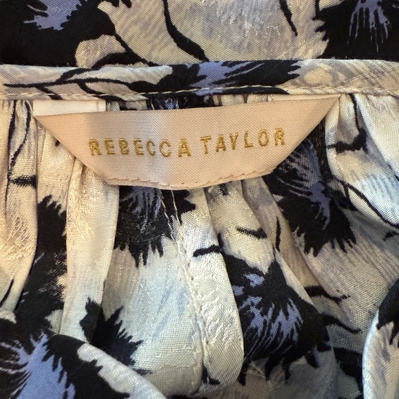 Rebecca Taylor Silk Thistle Fleur Long Sleeve Keyhole Blouse - Picture 8 of 14